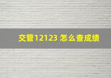 交管12123 怎么查成绩